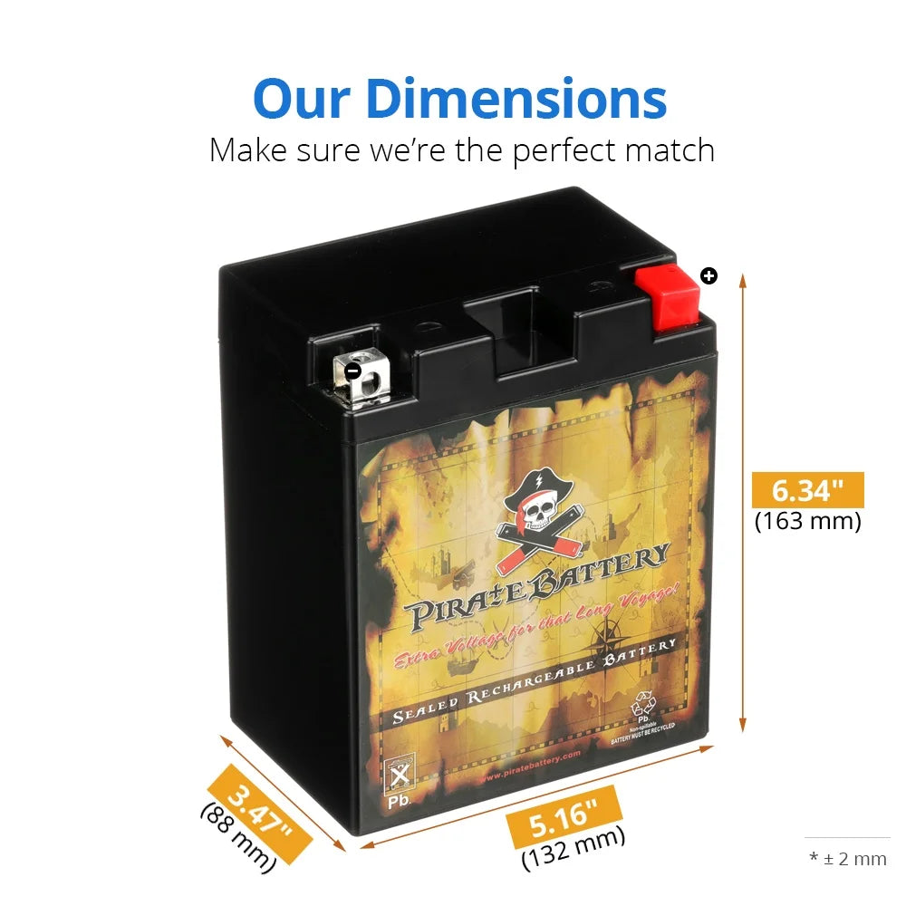 12 Volt 12 Ah 210 CCA Motorcycle Battery W388