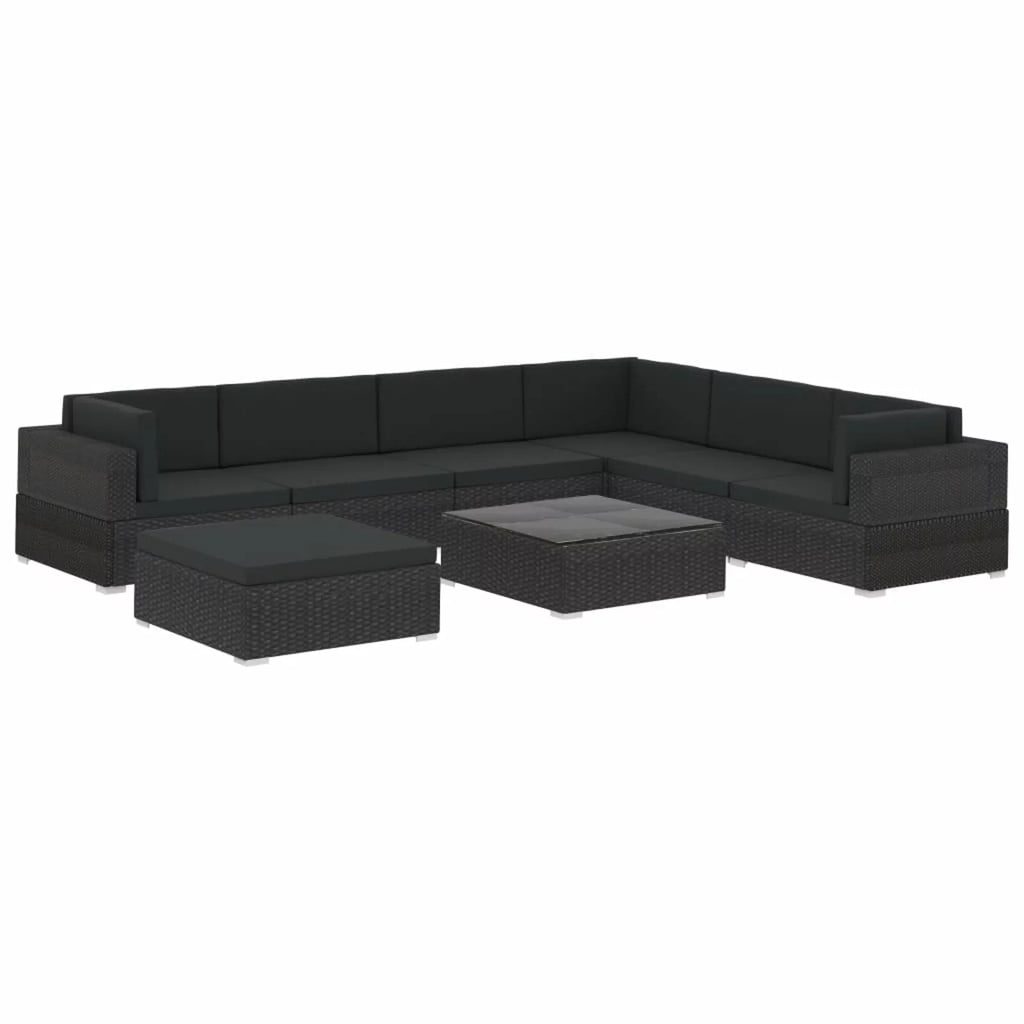 8 Piece Poly Rattan Patio Lounge Set with Cushions S103359