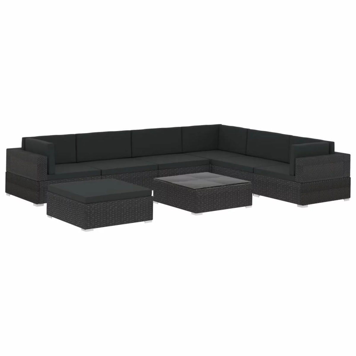 8 Piece Poly Rattan Patio Lounge Set with Cushions S103359
