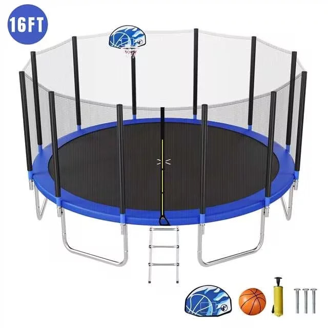 16FT Trampoline with Enclosure, Ladder, Basketball Hoop H95124