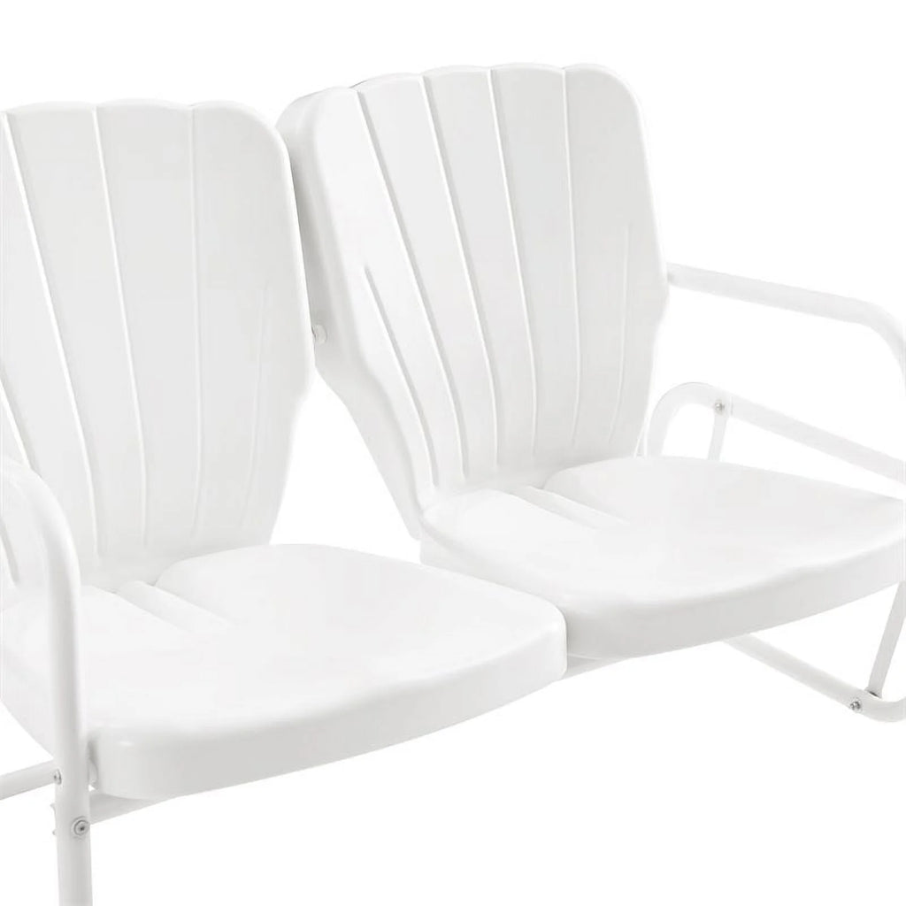 Metal Outdoor Loveseat Glider in White D834769