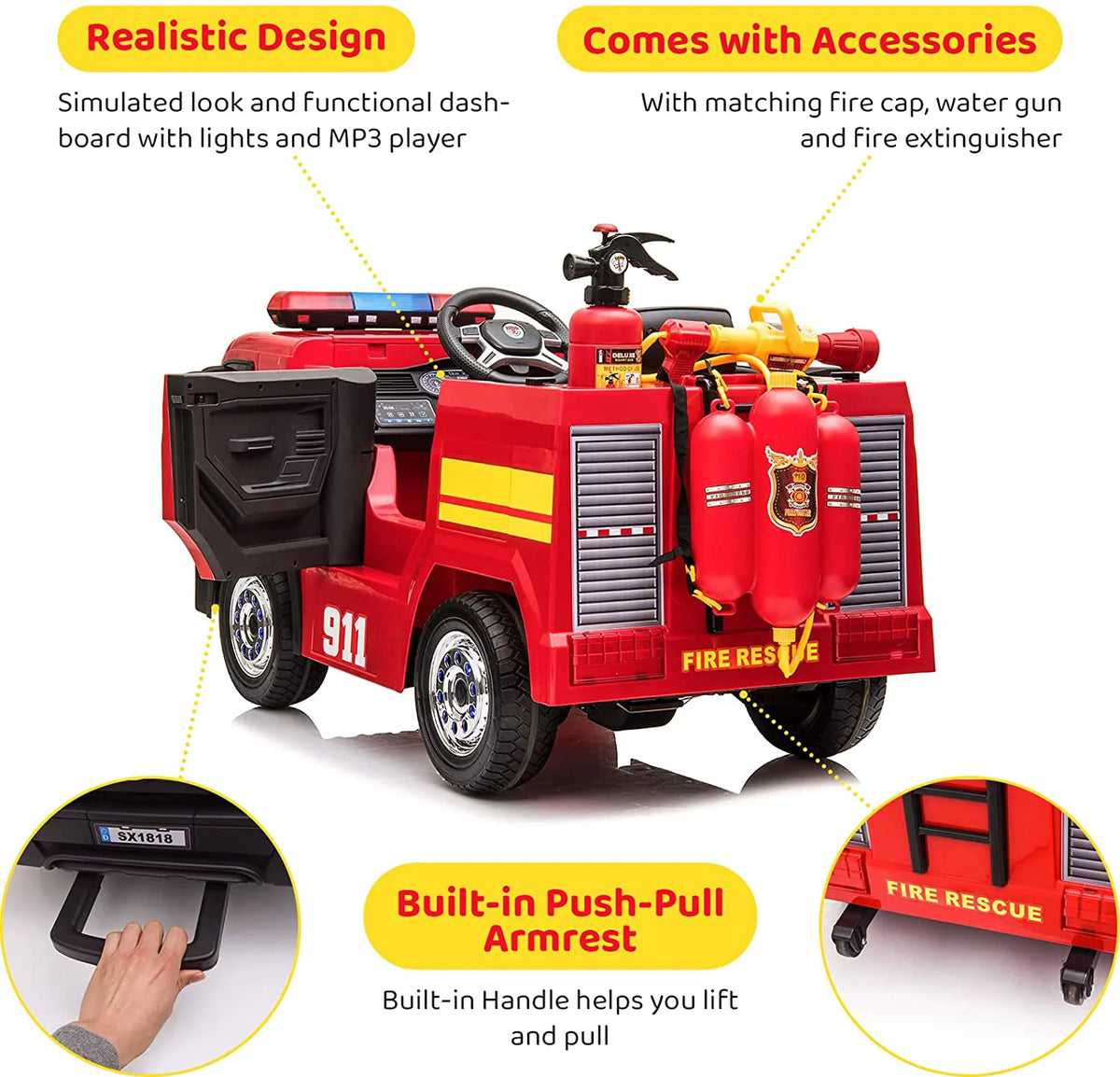 12V Battery Powered Ride On Fire Truck R629700
