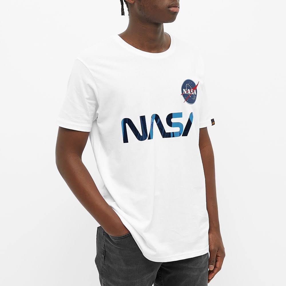 White & Blue Reflective Cotton Tee W277