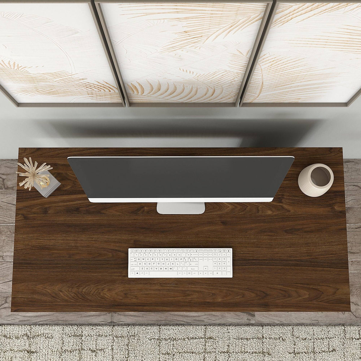 48W Writing Desk with Lateral File Cabinet Pure White X7953