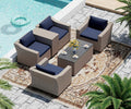 6 Piece Modular Outdoor Wicker Patio Conversation Sofa Set Z130