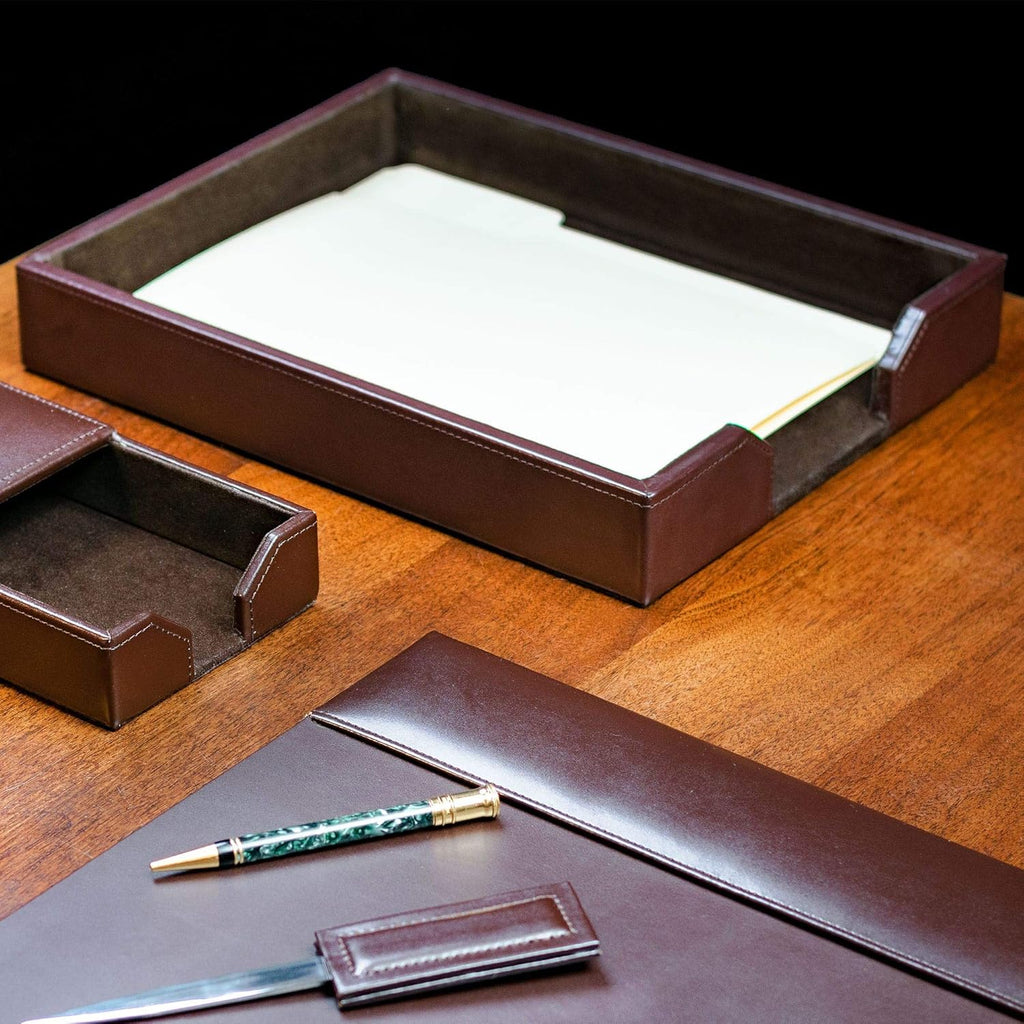 Dark Brown Bonded Leather Letter Tray Pack of 2 G32959
