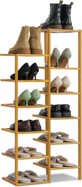 Bamboo 12-Tier Vertical Double Row Shoe Rack (Natural) L1459