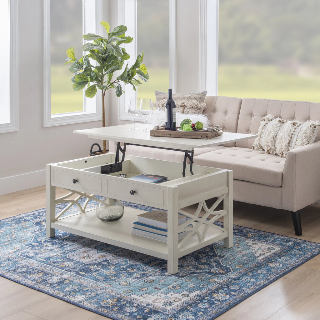 White 2-Drawer Lift-Top Coffee Table Z500823