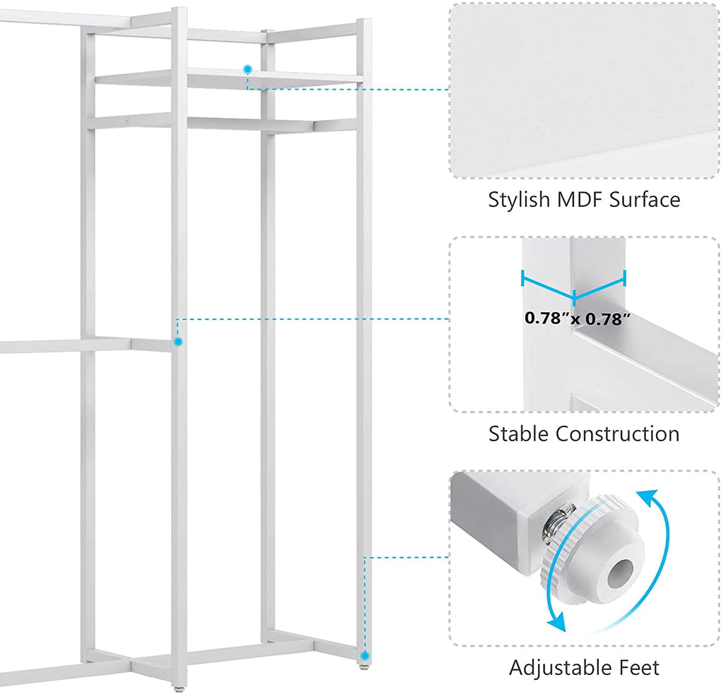 Heavy Duty Free Standing Clothes Rack with Shelves and Hanging Rod O570