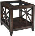 Rustic Brown End Table with Tempered Glass R582