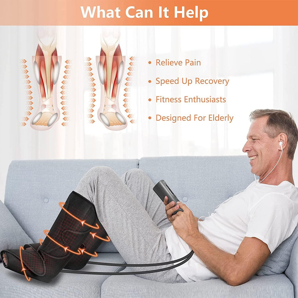 Leg Massager with Air Compression and Heat, Foot and Calf Massage Machine with Hand-held Controller E973954
