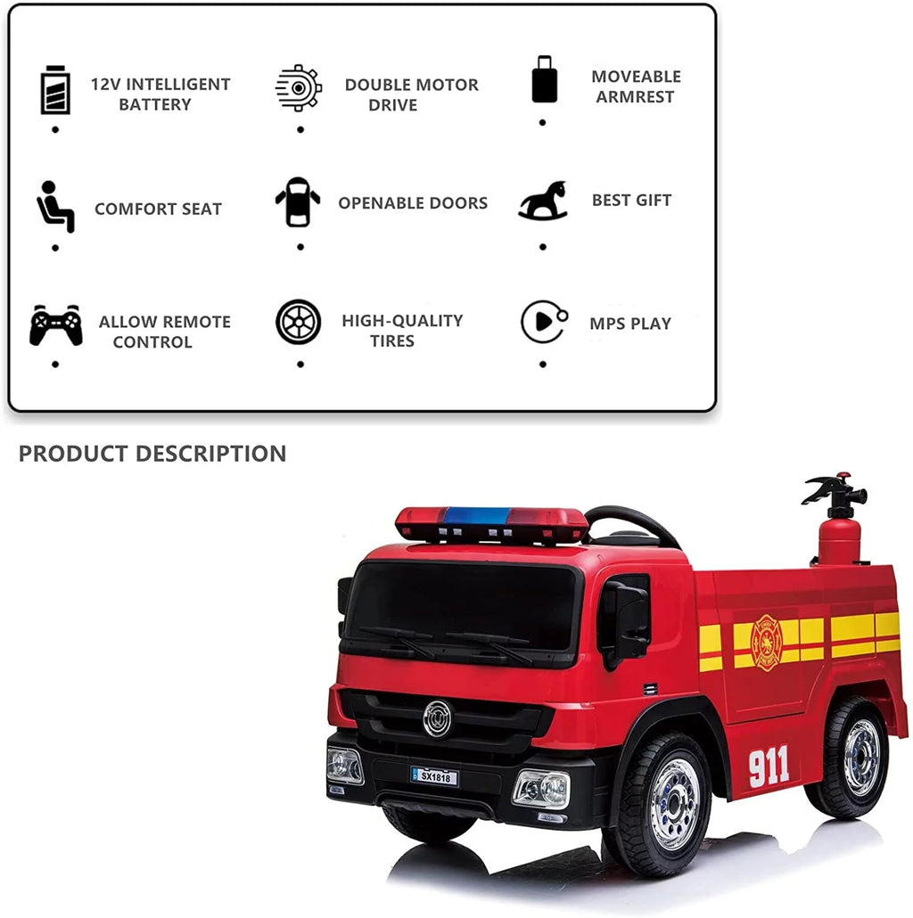 12V Battery Powered Ride On Fire Truck R629700