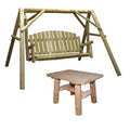 Cedar Outdoor Porch Swing and Stand Set with End Table P943