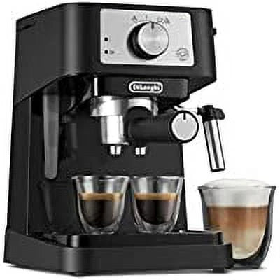 Manual Espresso Machine with Milk Frother, 15 Bar, Black Stainless Y332631