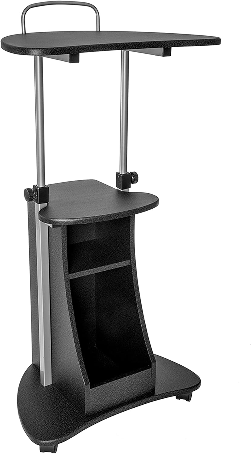 Graphite Sit-to-Stand Rolling Laptop Cart with Storage J7908