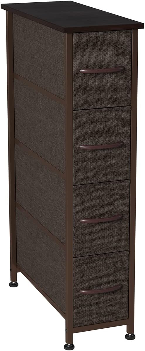 Charcoal Gray/Black 4 Drawer Fabric Storage Tower B519