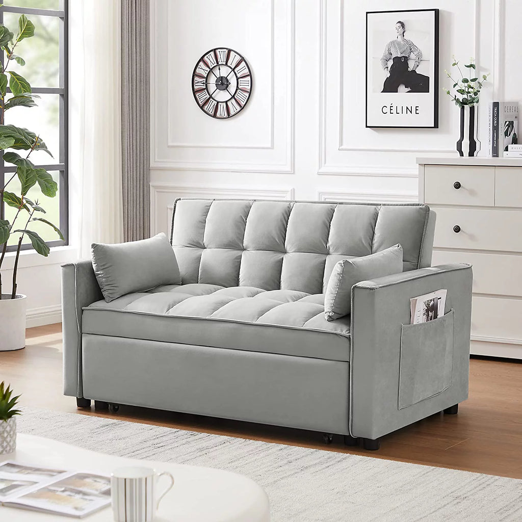 Velvet Loveseat Sofa Couch With Toss Pillows Y355859