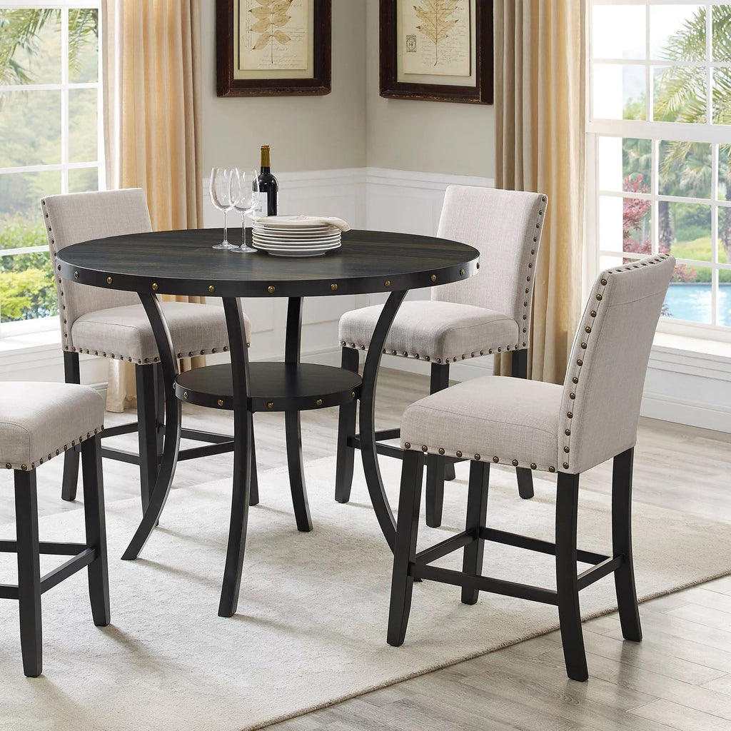 Gray Fabric Solid Rubberwood Counter Height Stool Set of 2 C88825