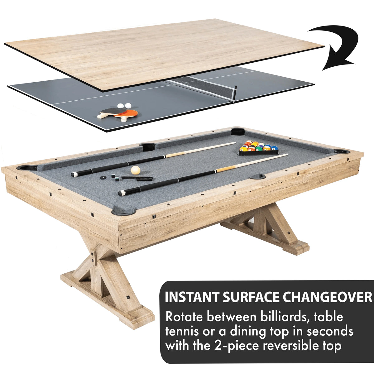 3 in 1 Multi Game Pool Table with Dining and Table Tennis Tables R169