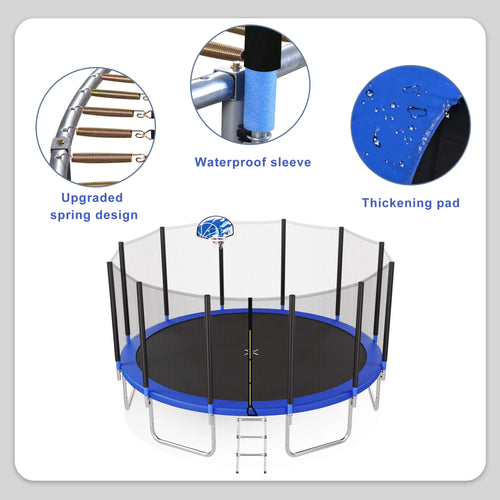 16FT Trampoline with Enclosure, Ladder, Basketball Hoop H95124