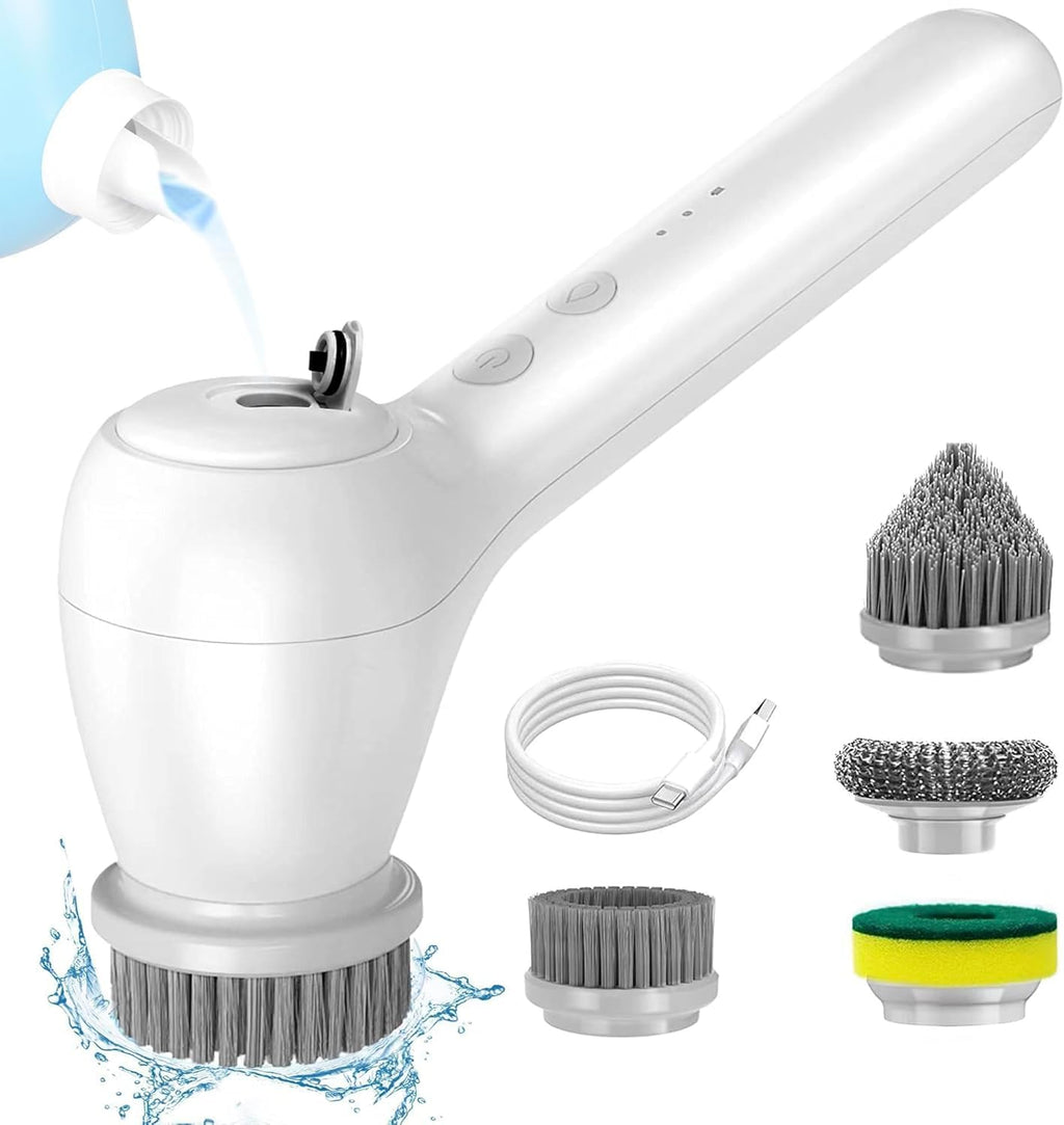 Cordless Electric Cleaning Brush with 4 Replaceable Brush Heads F6709