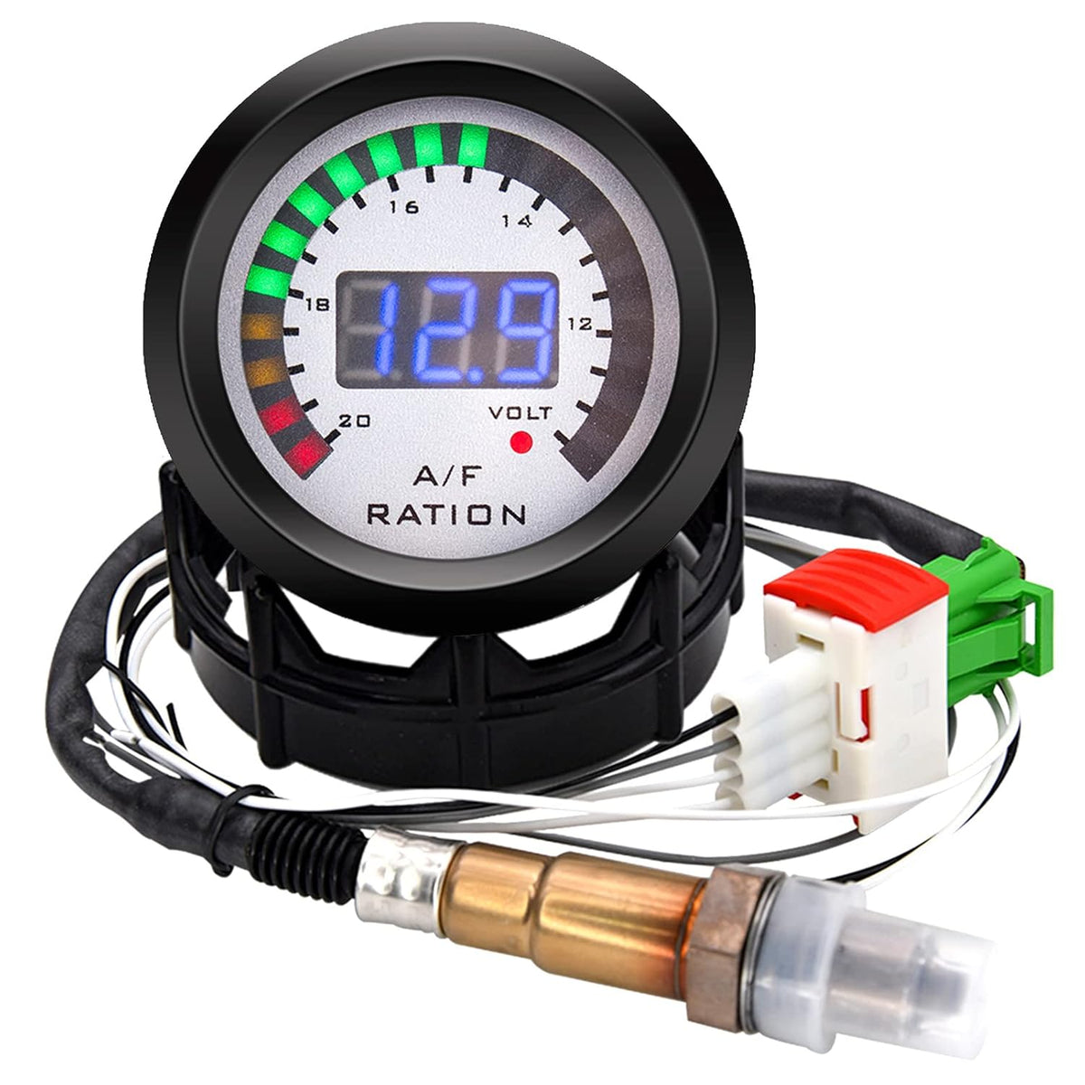 52mm LED Digital Air/Fuel Ratio Gauge with Narrowband O2 Oxygen Sensor Pack of 2 B4025