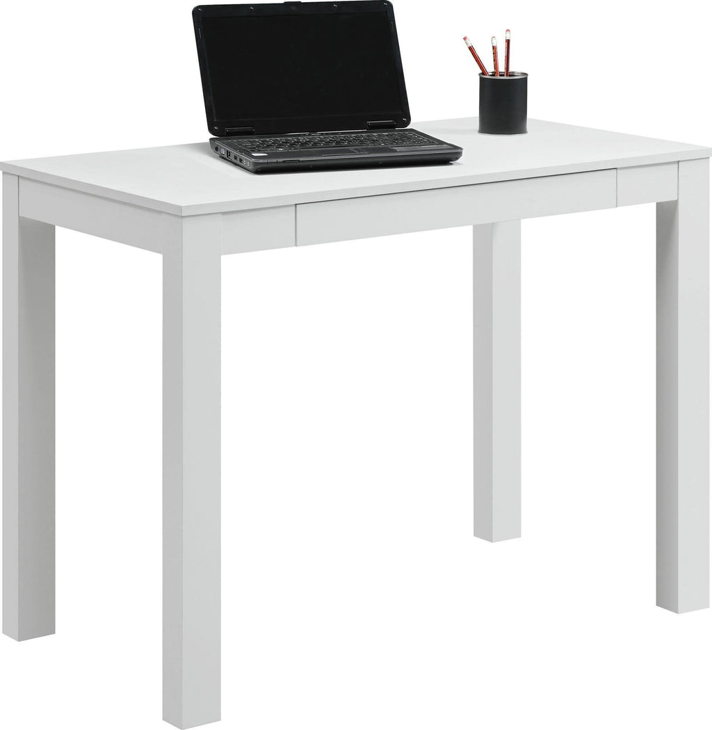 White Parsons Desk with Drawer L4526