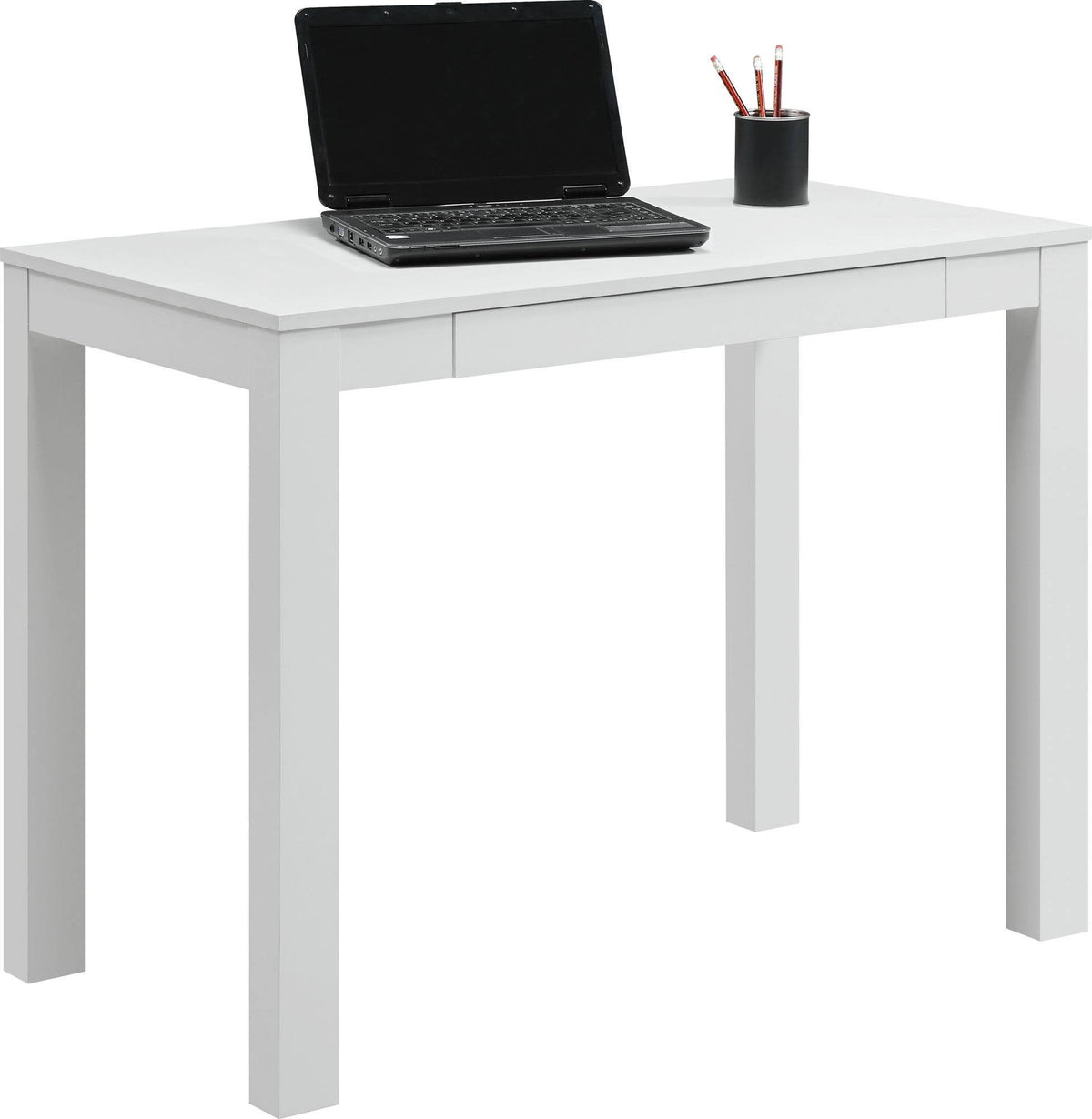 White Parsons Desk with Drawer L4526