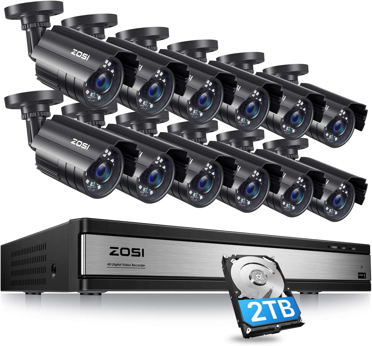 16CH 1080P Security Camera System with 2TB Hard Drive K804