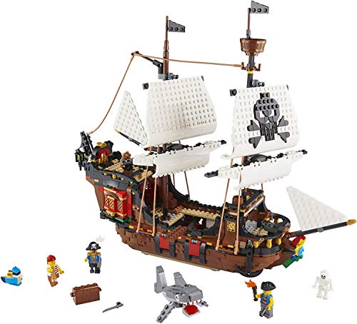 LEGO Creator 3 in 1 Pirate Ship Building Set, 4 Minifigures, Shark Toy, Ages 9+ W963312