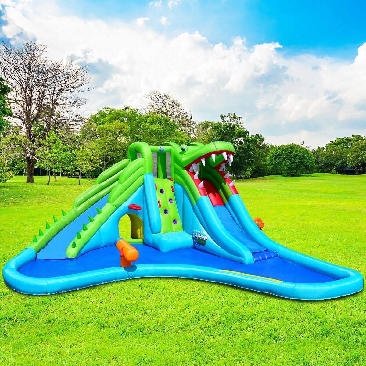 Crocodile Inflatable Water Slide Climbing Wall Bounce House L641402