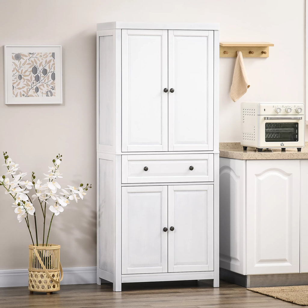 White Pinewood Kitchen Pantry Storage Cabinet T384136
