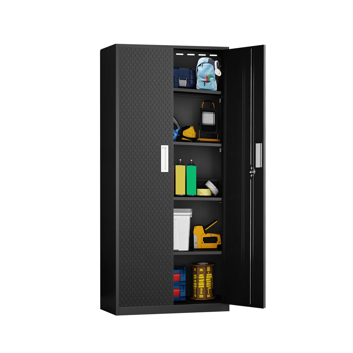Tall Metal Storage Garage Cabinets with Locking Doors and 4 Adjustable Shelves S357741