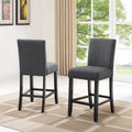 Gray Fabric Solid Rubberwood Counter Height Stool Set of 2 C88825