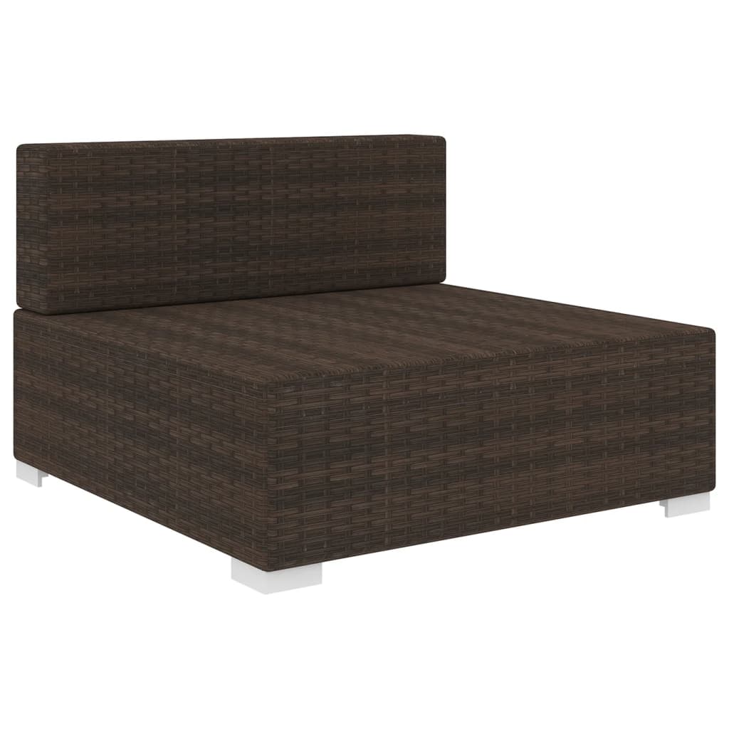 Brown Poly Rattan Sectional Middle Seat with Cushions R370894