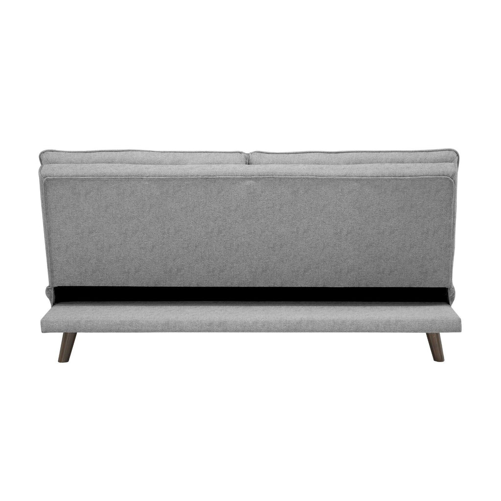 Grey Textured Fabric Convertible Sofa with Wooden Legs Y83661