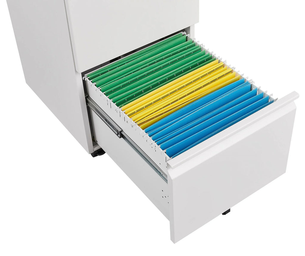 Black 2 Drawer Metal Mobile File Cabinet with Lock W179