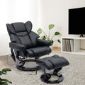 Black PU Massage Recliner Office Chair with Ottoman R1339