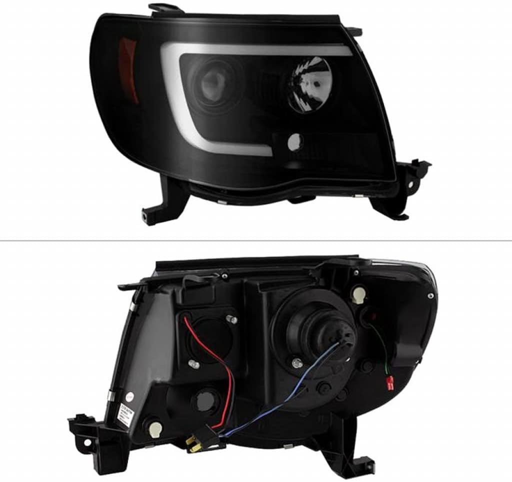 Black Smoke Headlights Pair with Light Bar DRL B3417