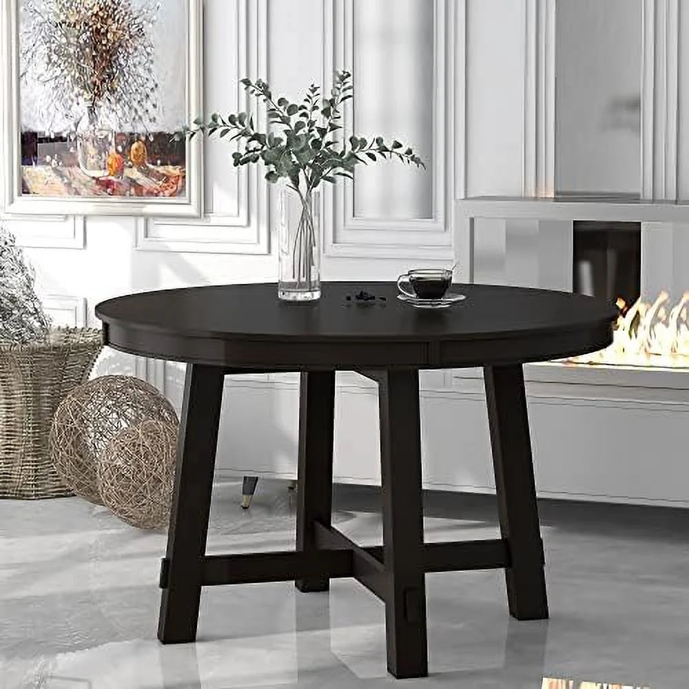 Round Extendable Wood Dining Table with 16" Leaf I828515