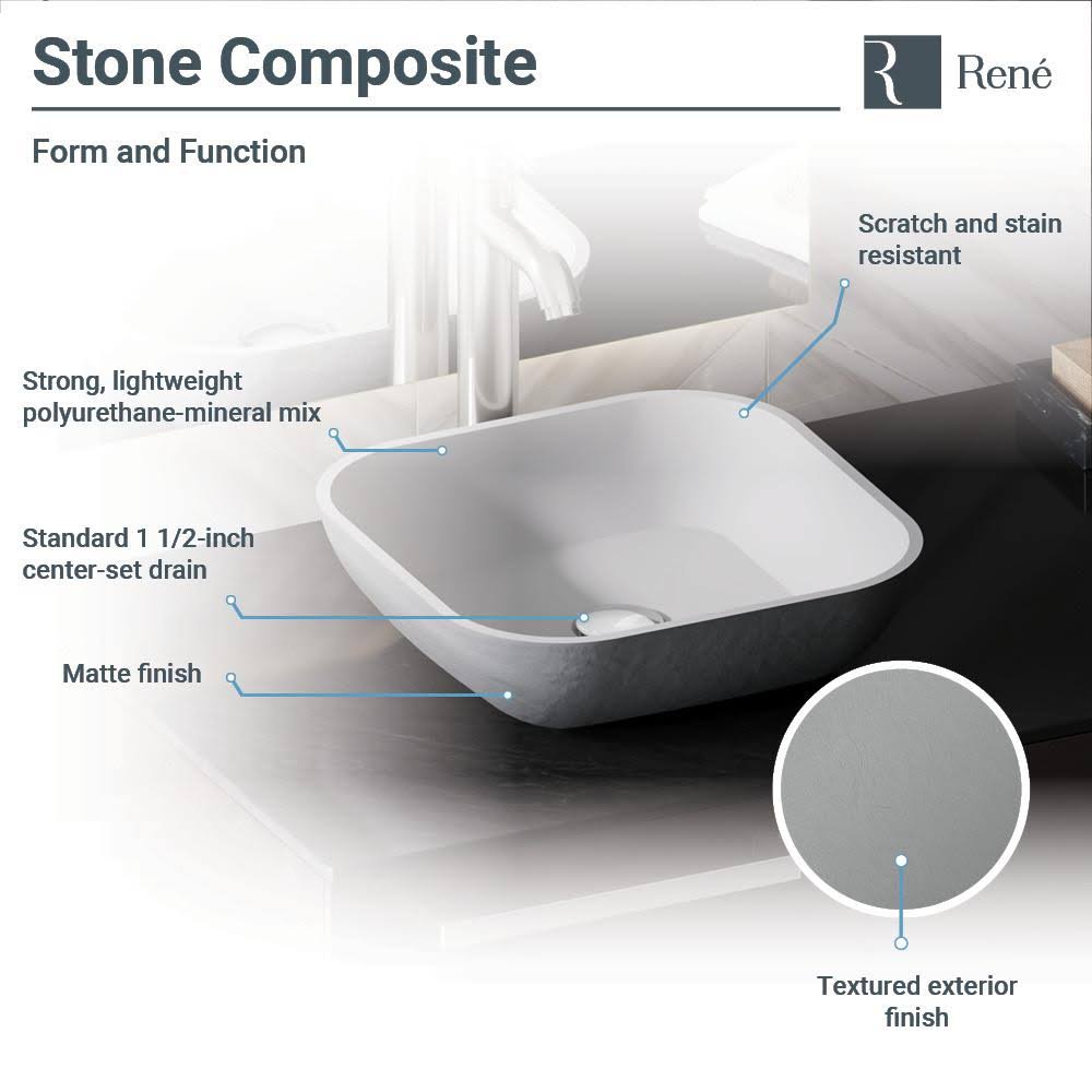 Square Vessel Sink with Brushed Nickel Pop-Up Drain A122