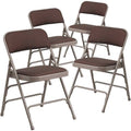 Beige Brown Fabric Folding Chair 4-Pack A82024