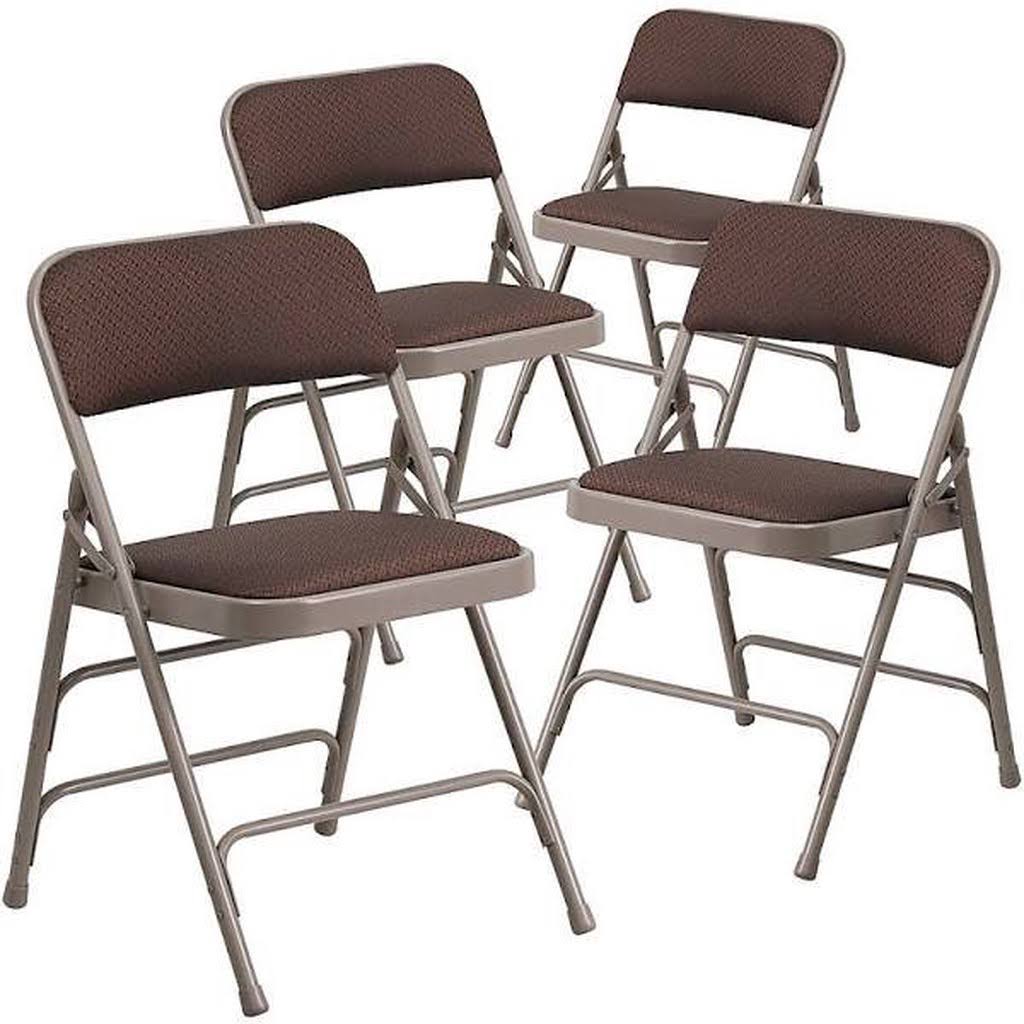 Beige Brown Fabric Folding Chair 4-Pack A82024