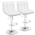 White PU Leather Height Adjustable Swivel Bar Stools Set of 2 L434