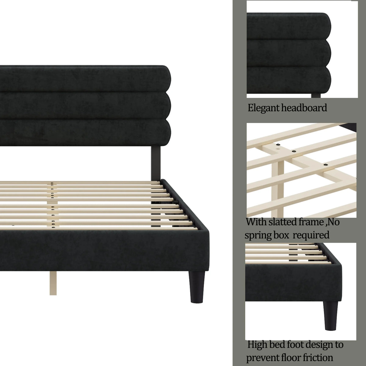King Size Dark Gray Bed Frame K56176