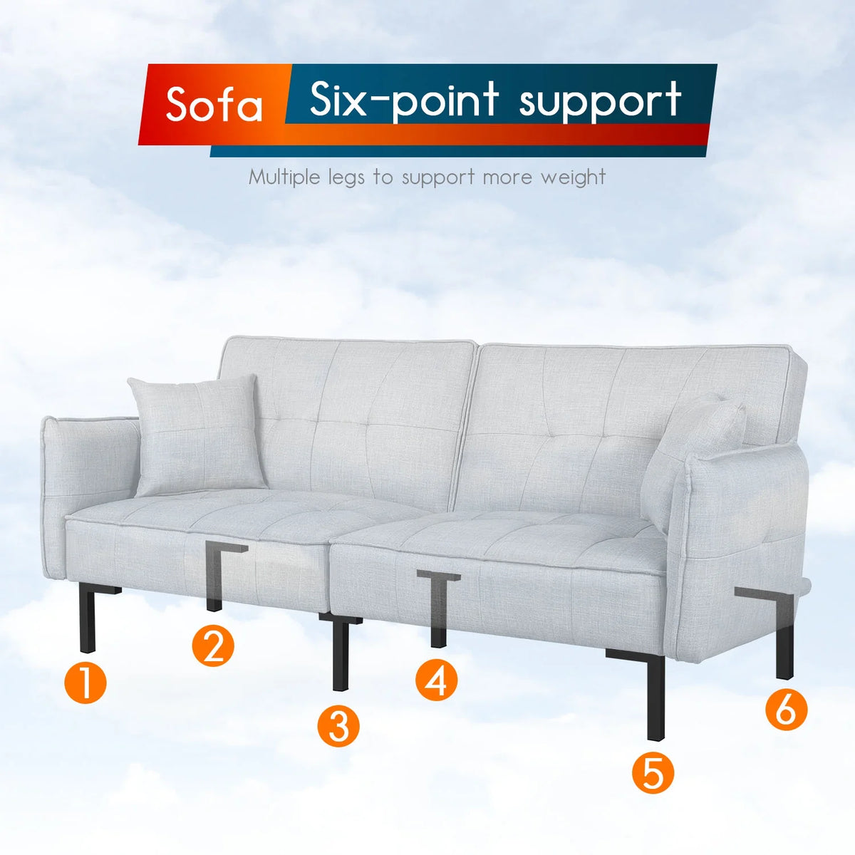78" Memory Foam Convertible Futon Sofa P695