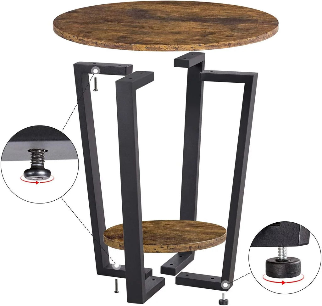 Small Round Side Table with Storage Shelf T8719