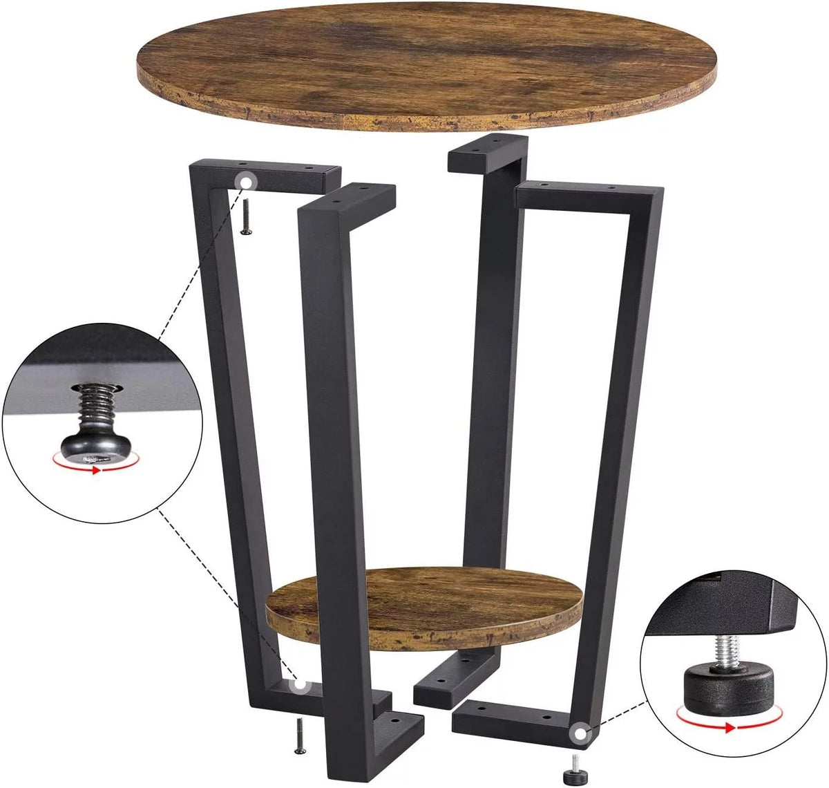Small Round Side Table with Storage Shelf T8719