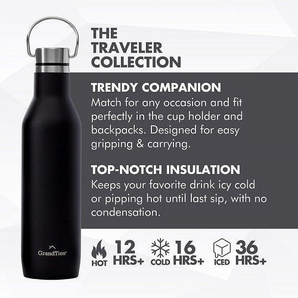21oz Stainless Steel Insulated Water Bottle with 2 Lids N3106