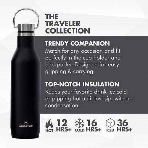 21oz Stainless Steel Insulated Water Bottle with 2 Lids N3106